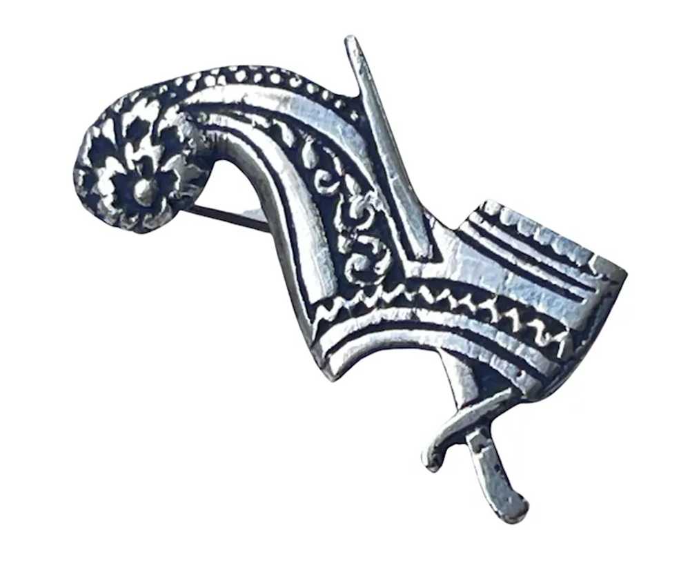 Handcrafted Sterling Tsarouhi Pin Greek Shoe - image 2