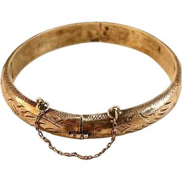 Sterling Sliver Etched Bangle Vintage Bracelet - image 1