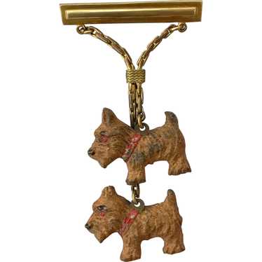 1940s Scotty Dog Brooch Tie Bar Scottish Terrier - image 1