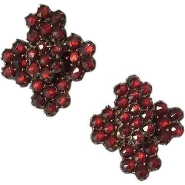 Antique Victorian Garnet Earrings, Screw Back - image 1