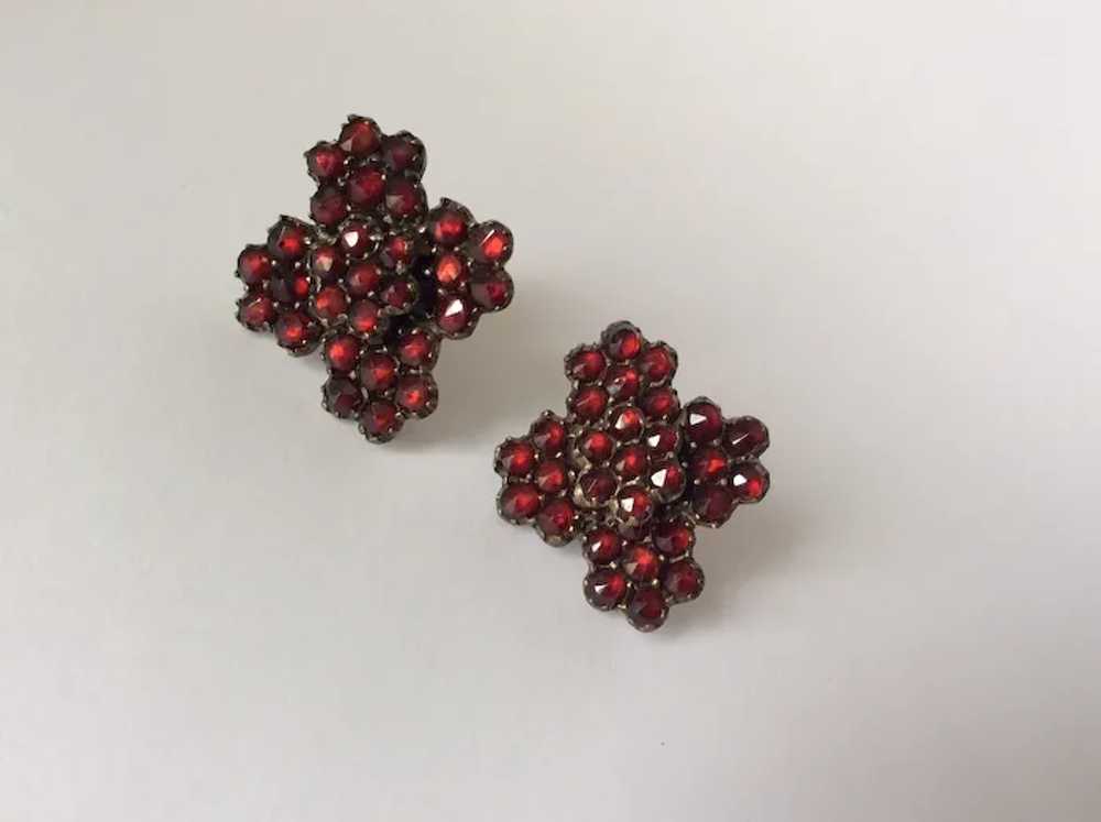 Antique Victorian Garnet Earrings, Screw Back - image 2