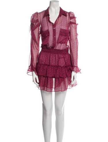 Misa Los Angeles Wrap Dress Pink Printed Ruffle E… - image 1