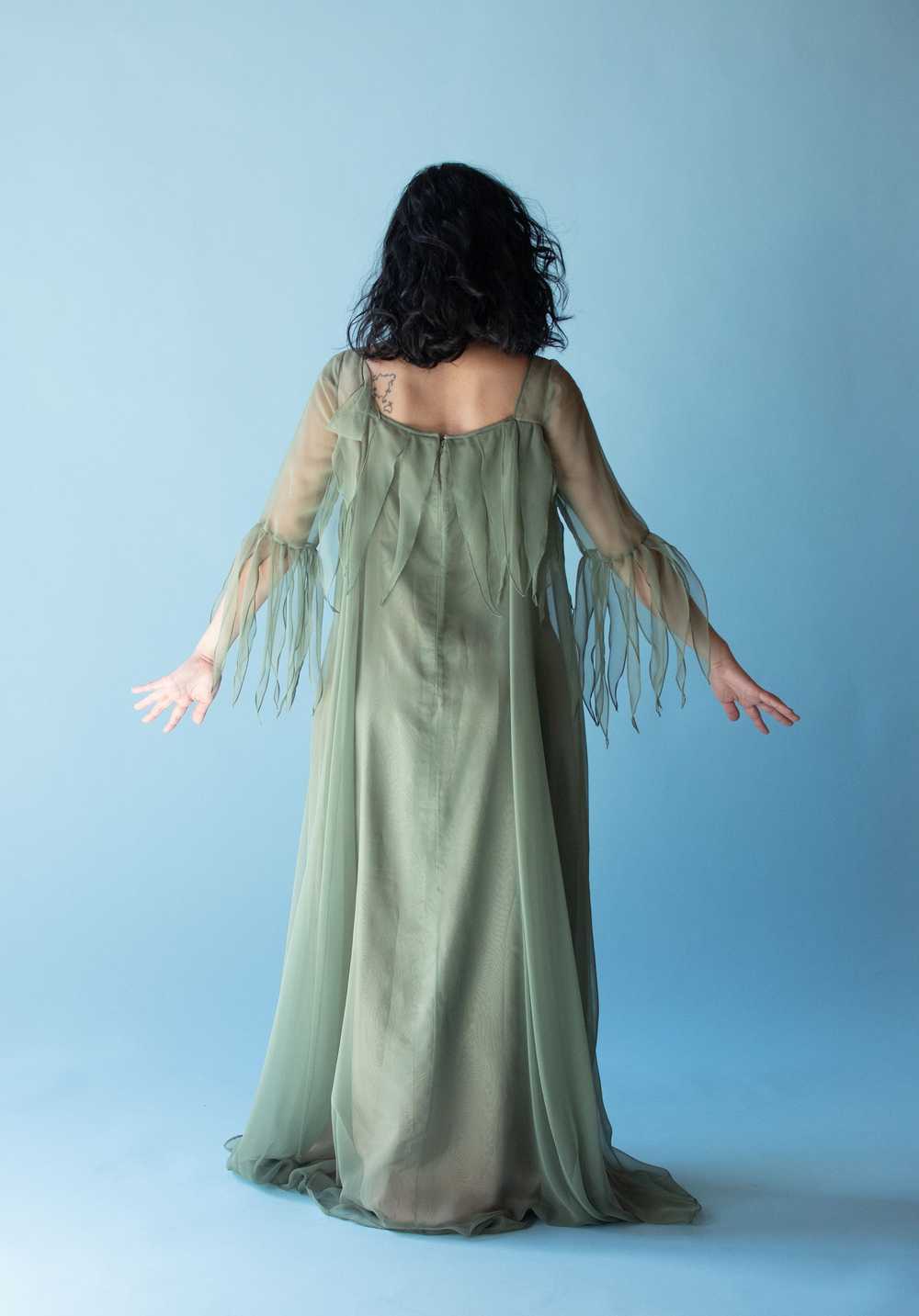 1970s Green Chiffon Dress | Jean Varon - image 6