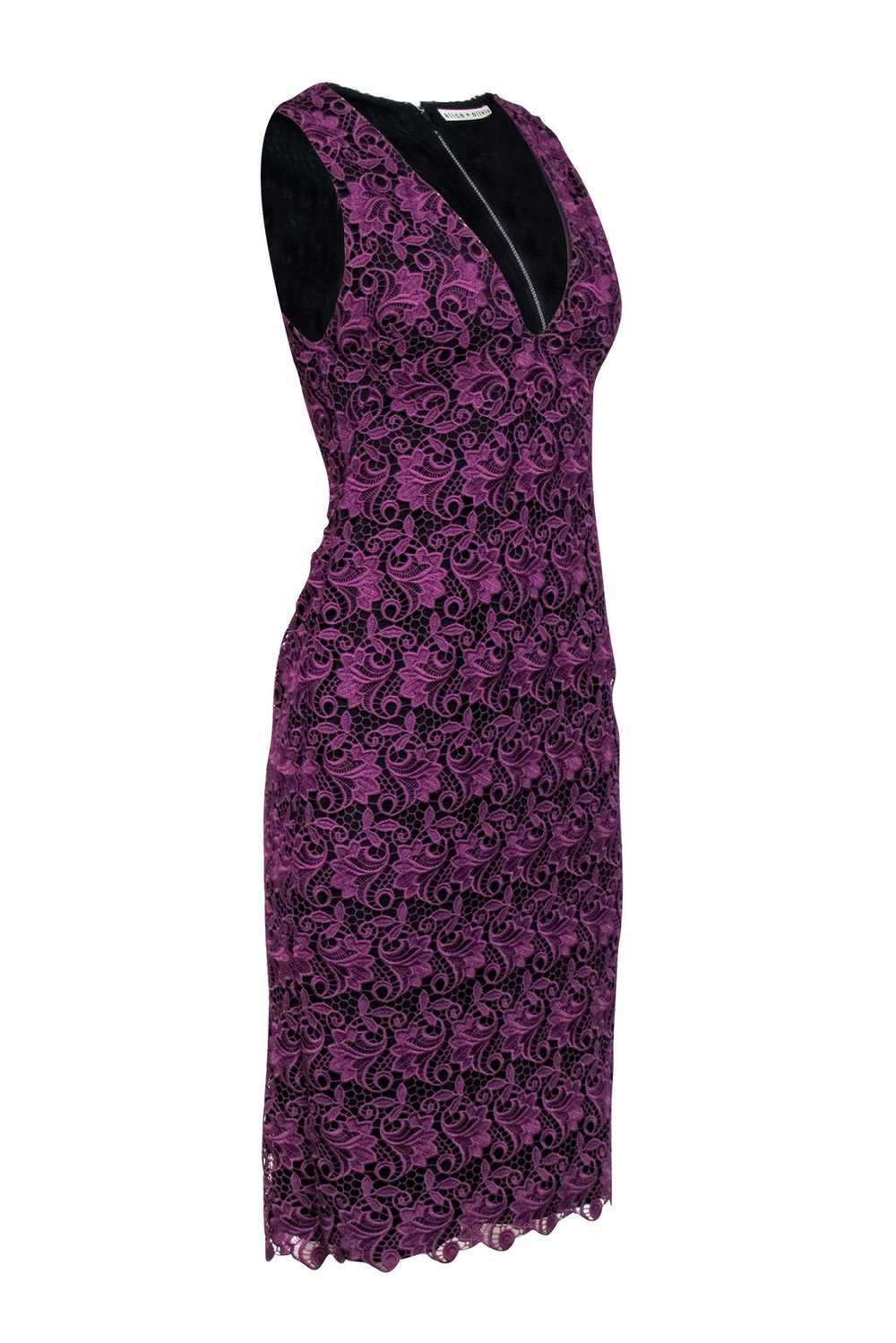 Alice & Olivia - Purple Lace Sheath Dress Sz 4 - image 2