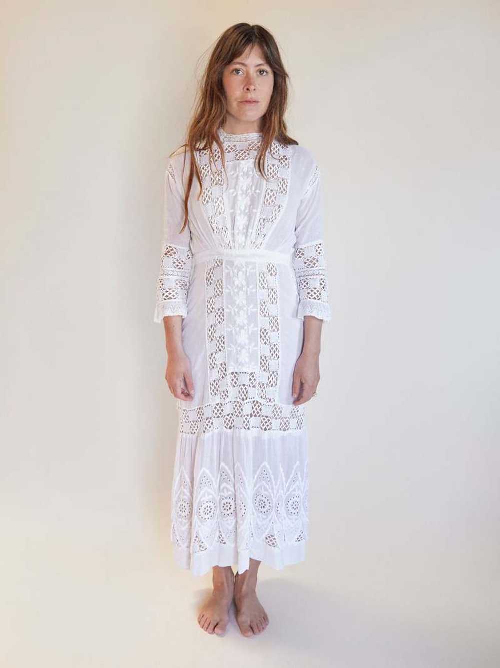 Edwardian Cotton Lace Dress - image 1