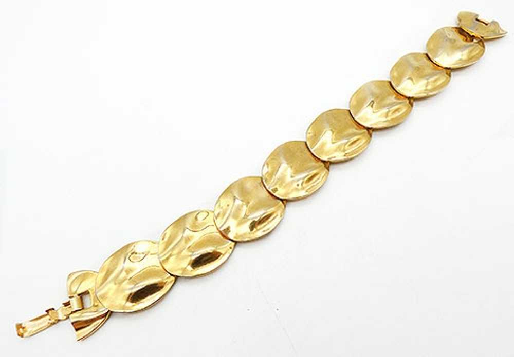 Gold Plated Wavy Disc Link Bracelet - image 1