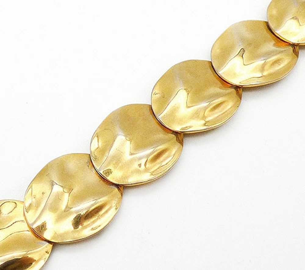 Gold Plated Wavy Disc Link Bracelet - image 2