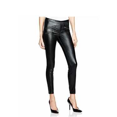 Other Hue Zipped Glossy Denim Black Leggings Size… - image 1