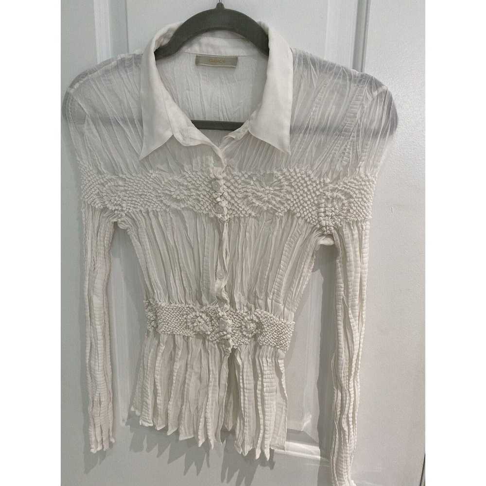 Unkwn CATHAYA Women's Button Up White Dressy Ruuc… - image 2