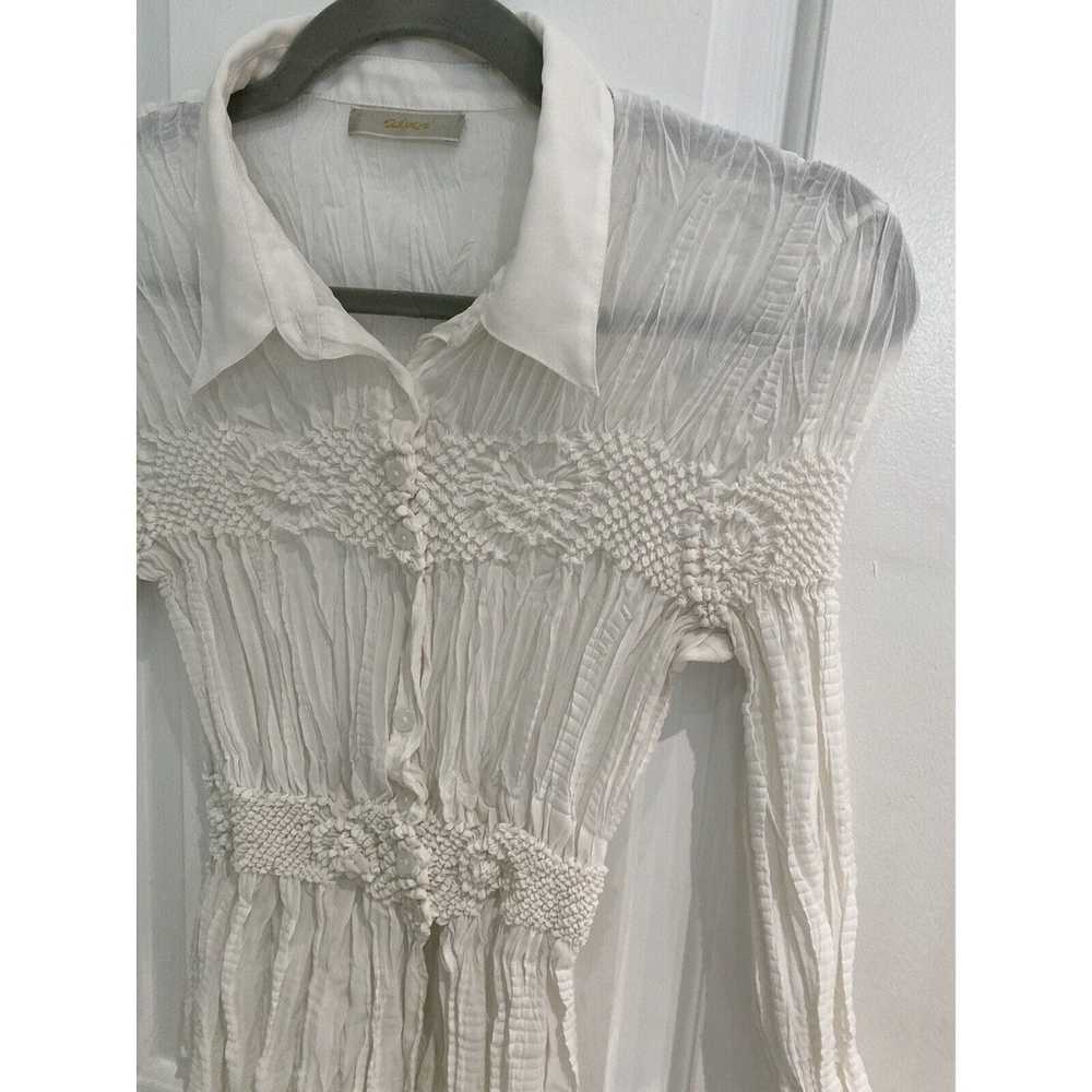 Unkwn CATHAYA Women's Button Up White Dressy Ruuc… - image 4