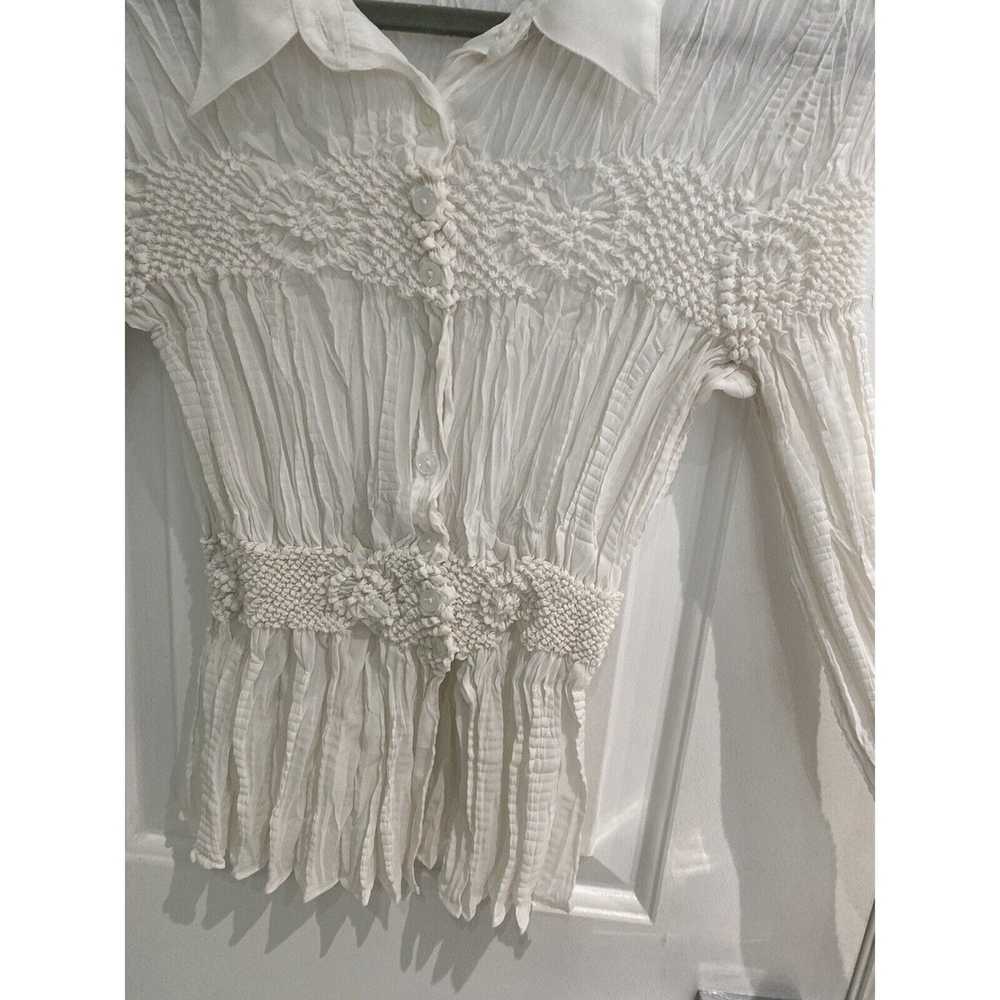 Unkwn CATHAYA Women's Button Up White Dressy Ruuc… - image 5