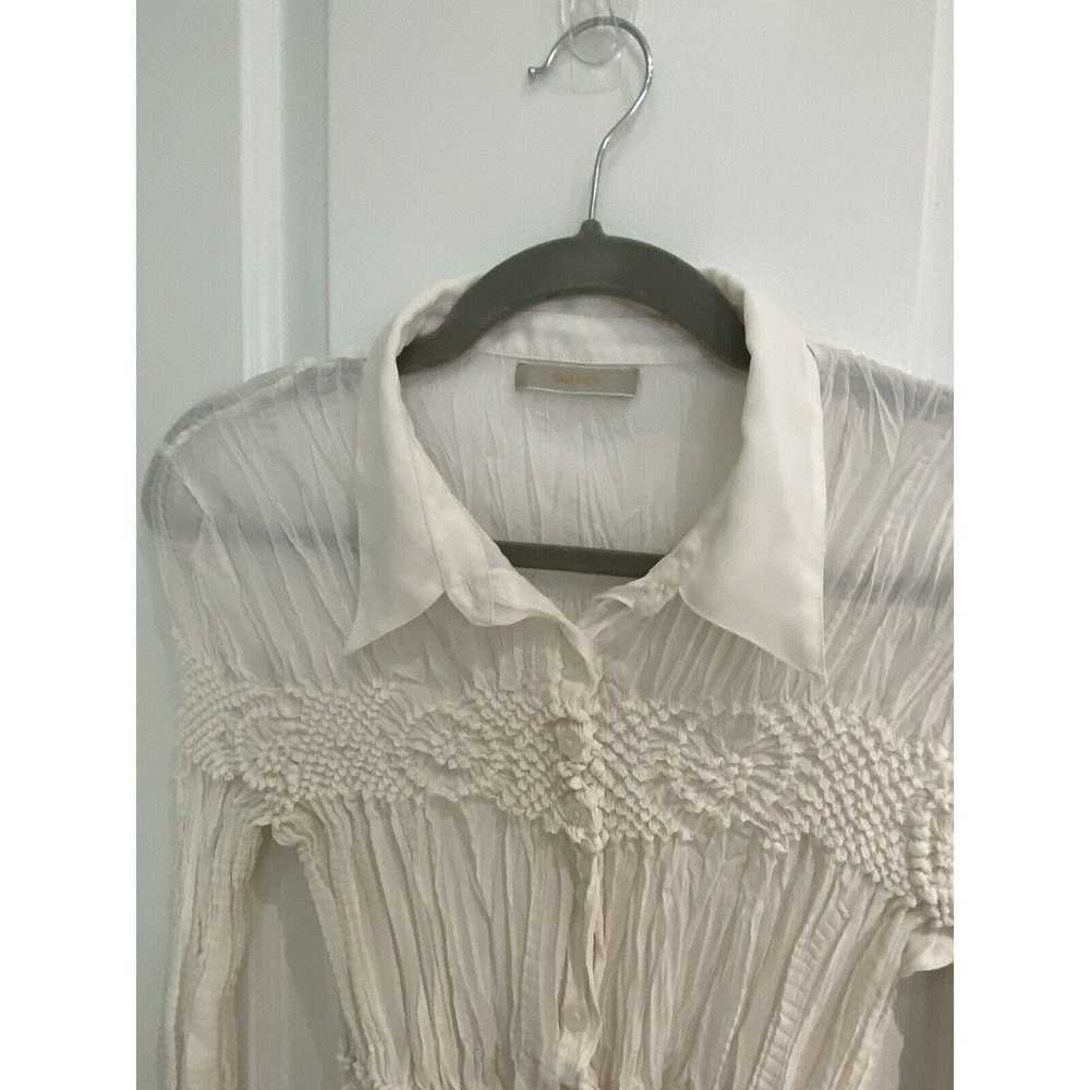 Unkwn CATHAYA Women's Button Up White Dressy Ruuc… - image 7