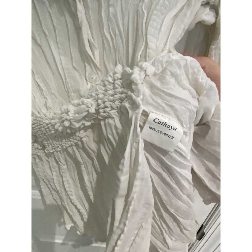 Unkwn CATHAYA Women's Button Up White Dressy Ruuc… - image 8