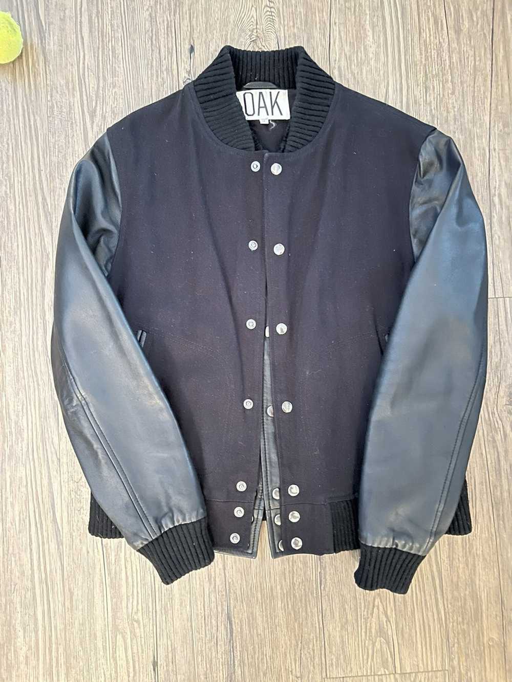 Oak NYC Black Varsity Bomber Jacket Leather Lined Lay… - Gem