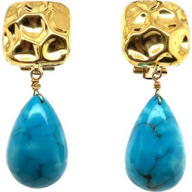20K Yellow Gold Turquoise Earring