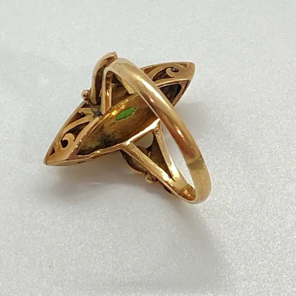 Victorian Era Ring Jade and 14K Rose Gold, Navett… - image 6
