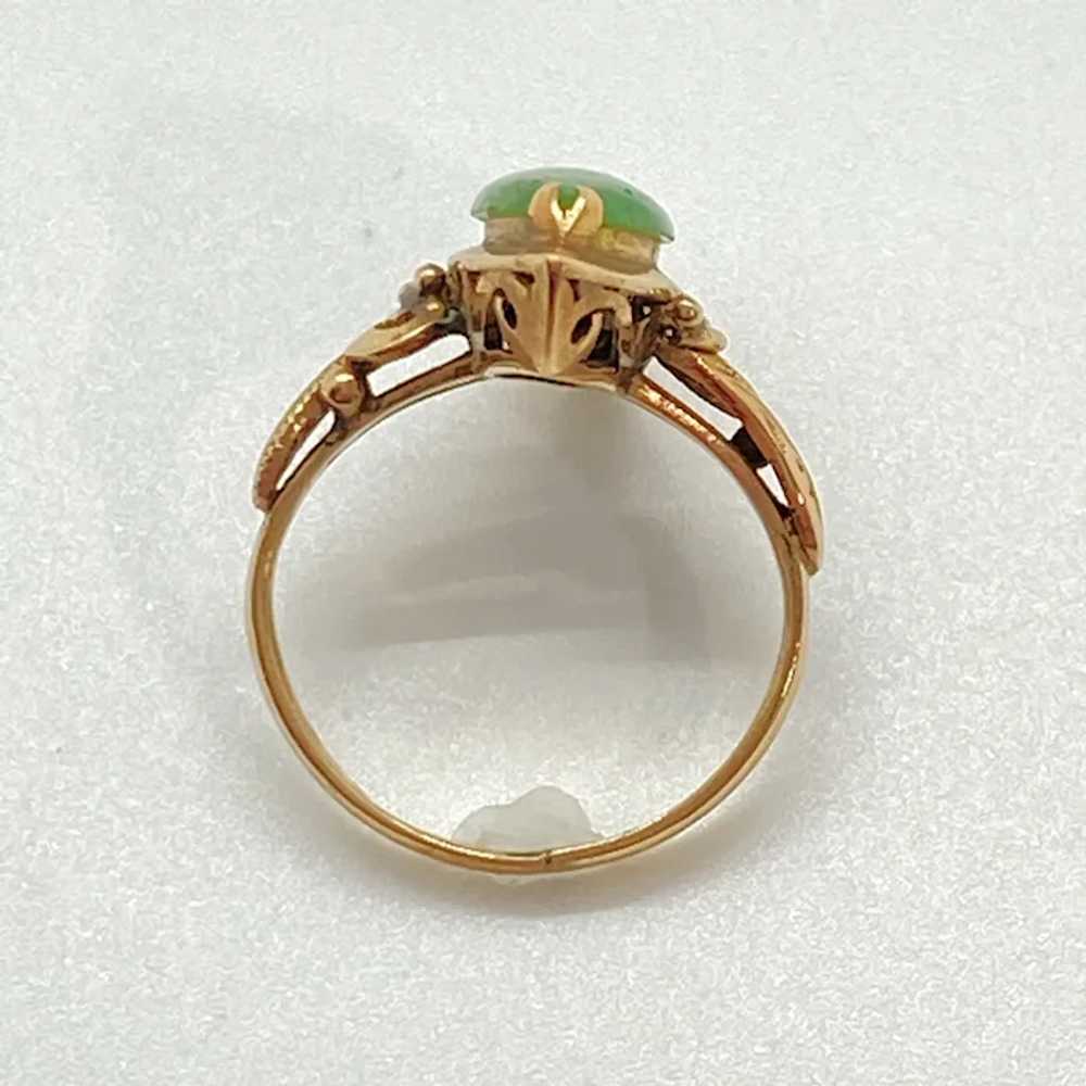 Victorian Era Ring Jade and 14K Rose Gold, Navett… - image 7