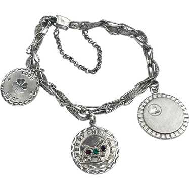 Sterling & 10K GF 3 Round Charm Bracelet - image 1