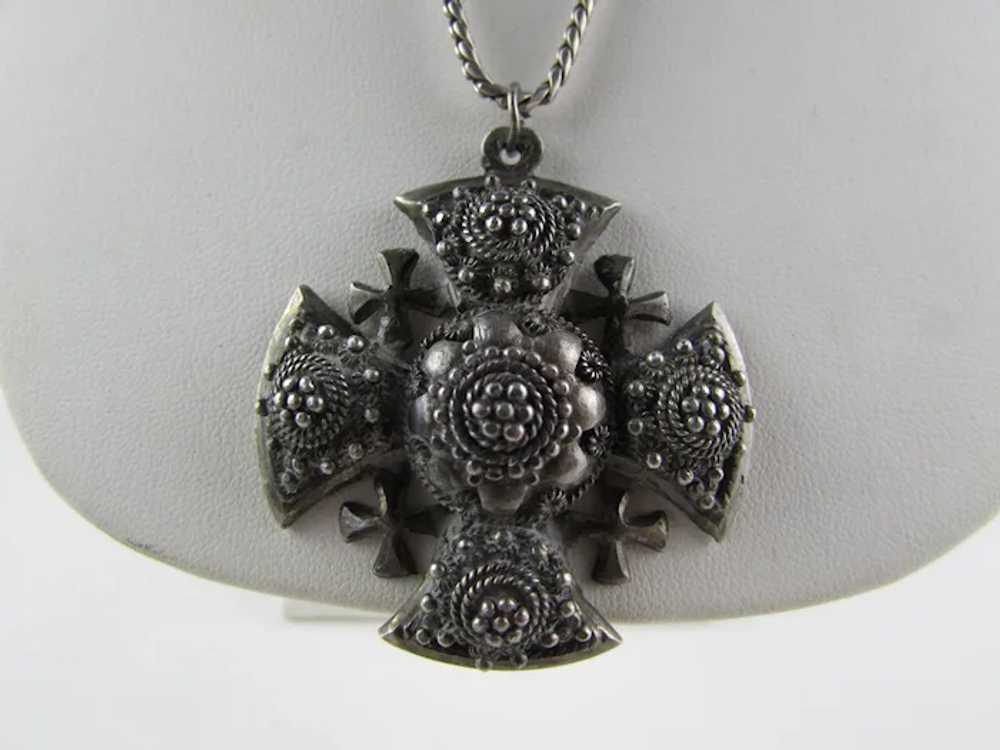 Sterling Silver Maltese Cross Pendant on a Sterli… - image 10