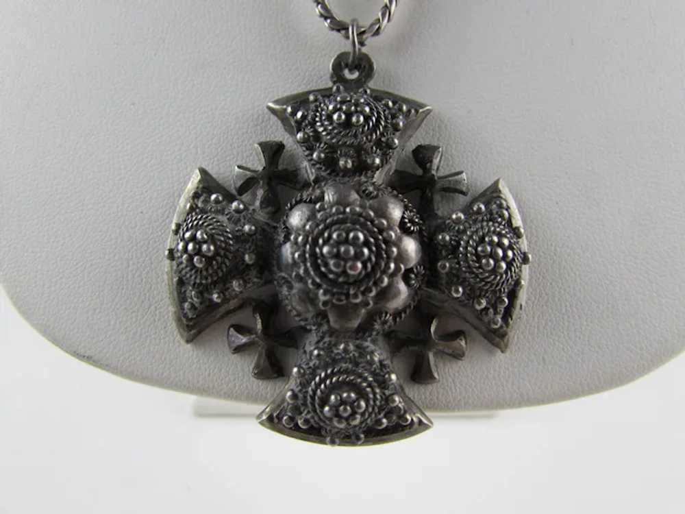 Sterling Silver Maltese Cross Pendant on a Sterli… - image 5