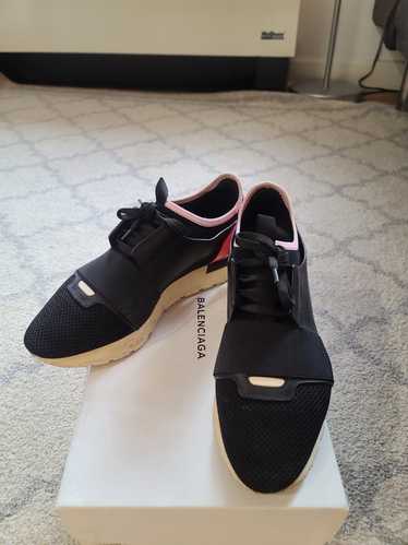 Balenciaga Black/Pink Leather And Mesh Race Runne… - image 1