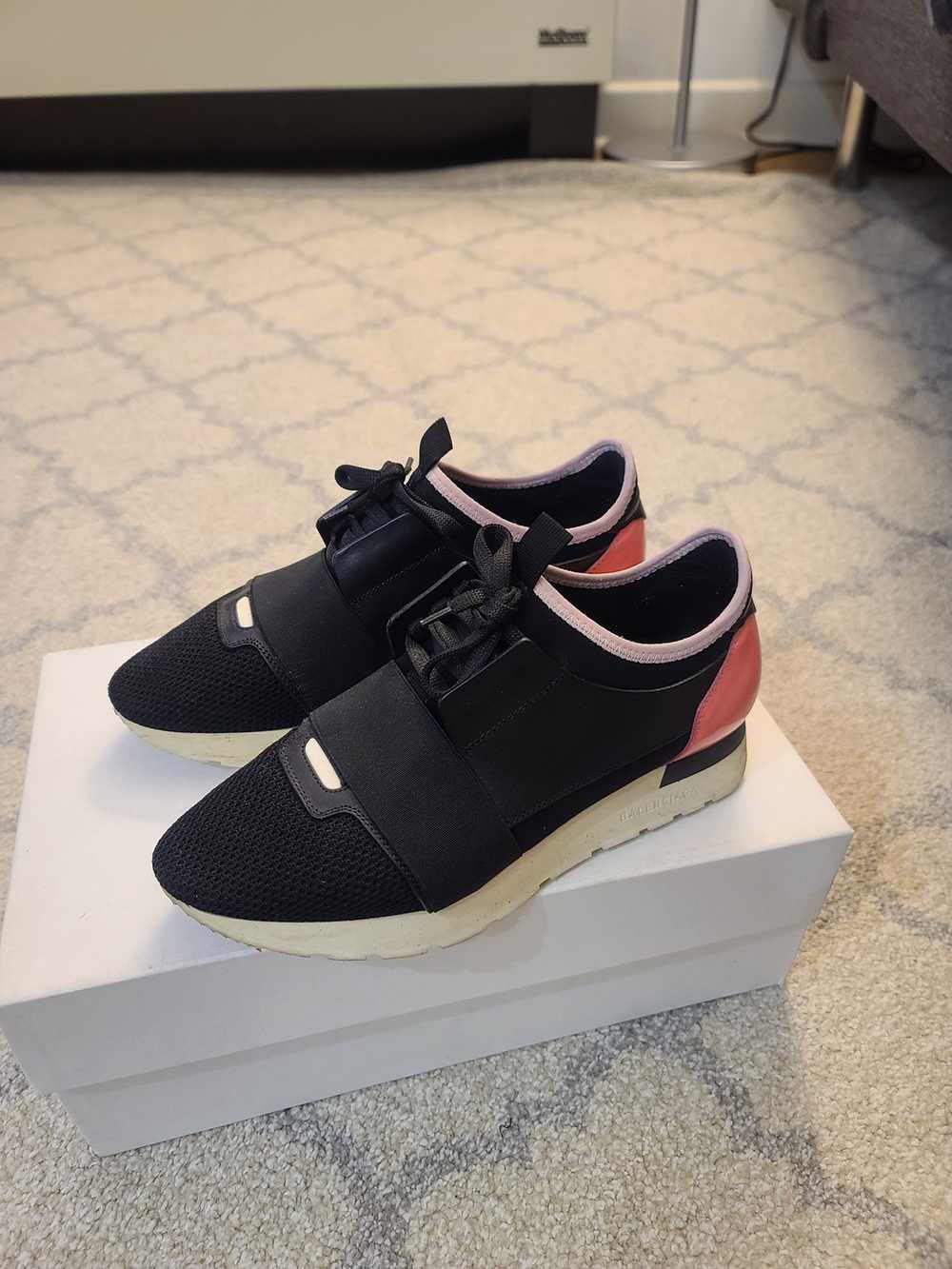 Balenciaga Black/Pink Leather And Mesh Race Runne… - image 2