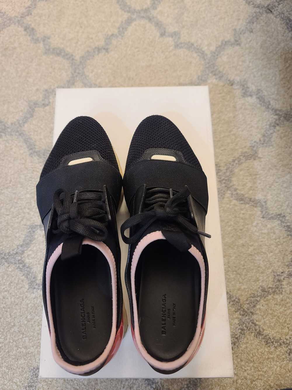 Balenciaga Black/Pink Leather And Mesh Race Runne… - image 3