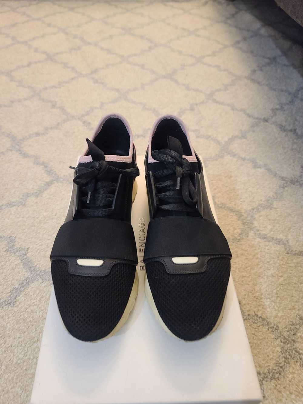 Balenciaga Black/Pink Leather And Mesh Race Runne… - image 4