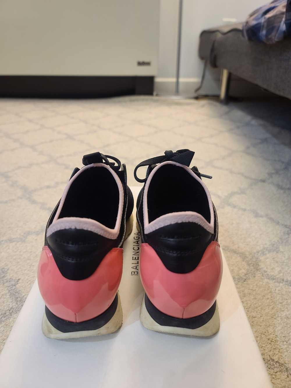 Balenciaga Black/Pink Leather And Mesh Race Runne… - image 5