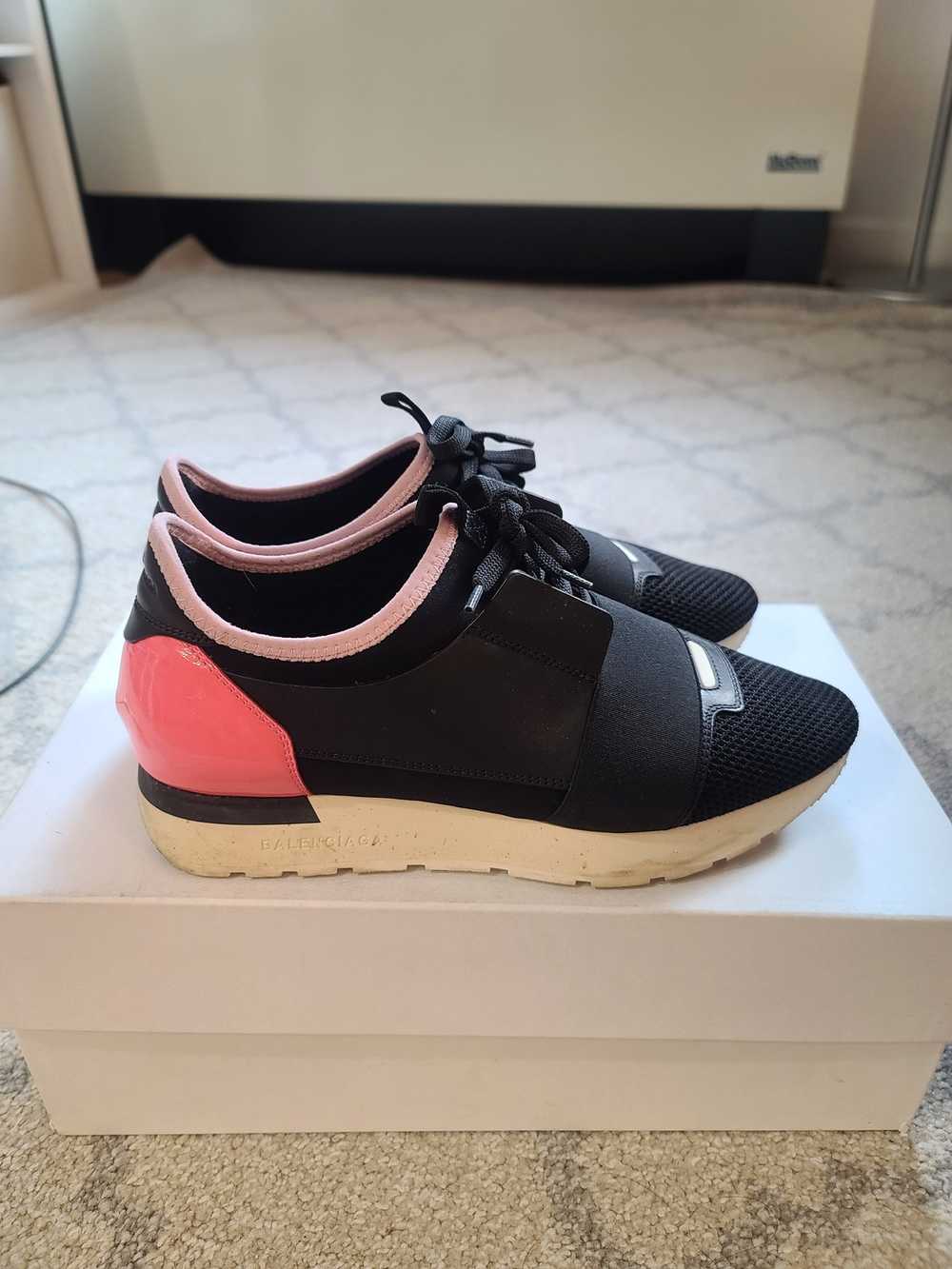 Balenciaga Black/Pink Leather And Mesh Race Runne… - image 7