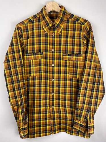 Vintage Vintage Gold Check Pattern Button Up