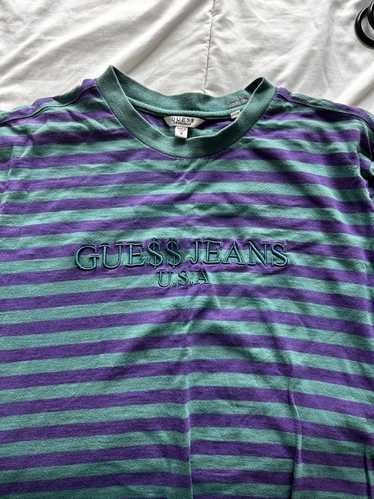 Guess ASAP Rocky Men's XS Purple Green Striped T-Shirt Hip Hop Rap GUE$$  Jeans