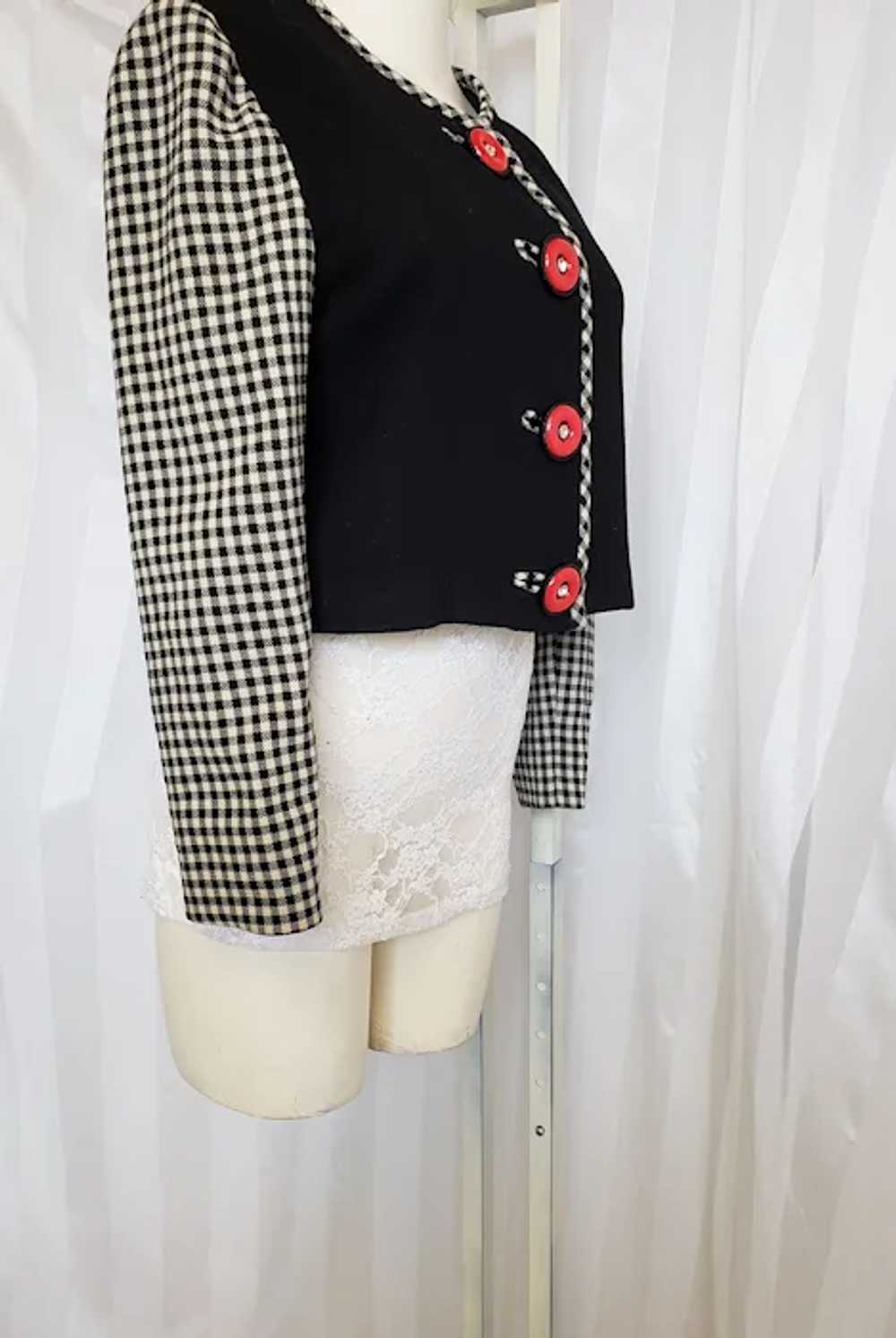 1940's Style 2-Tone Jacket, Black, White & Red - image 11