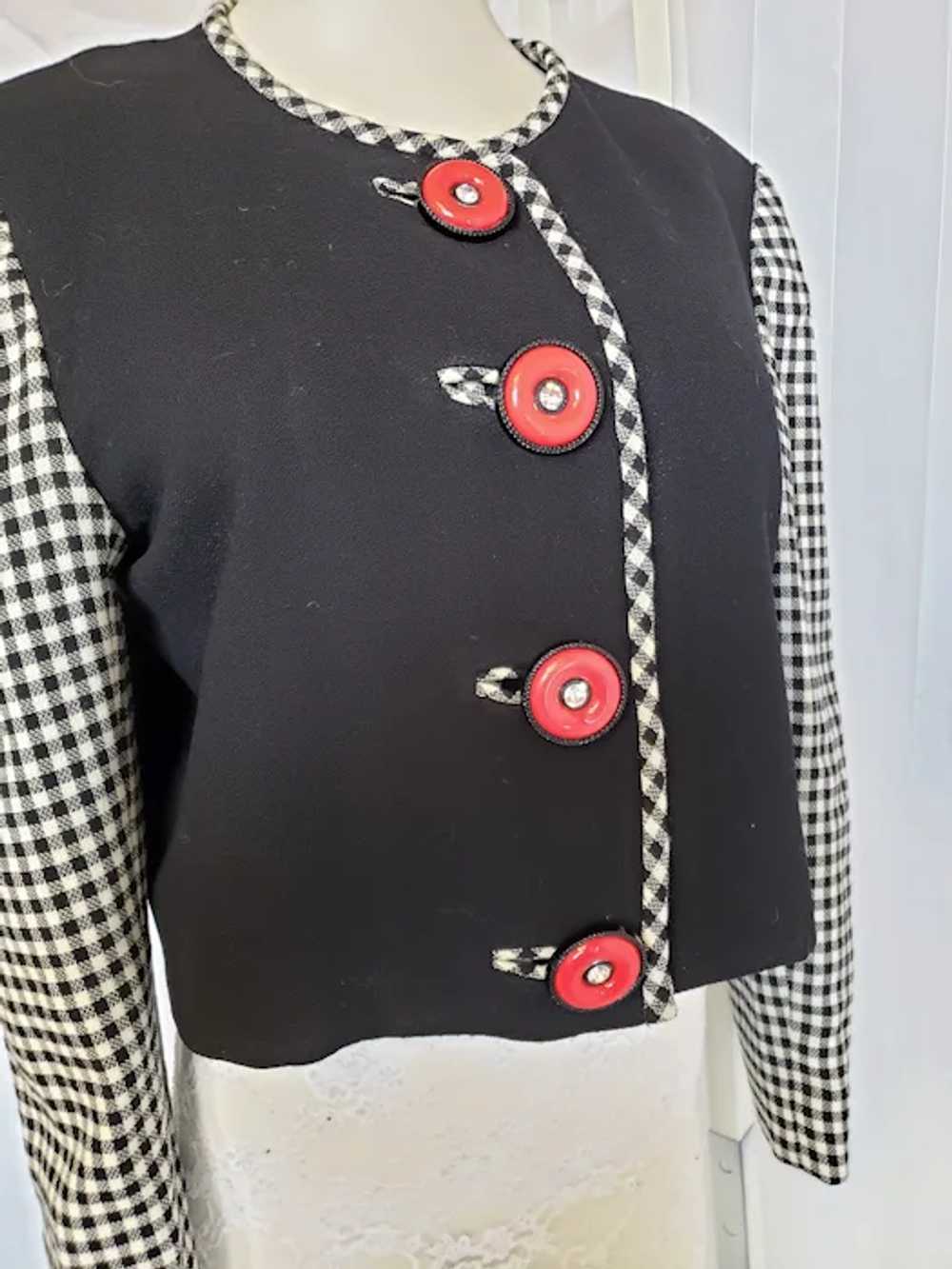 1940's Style 2-Tone Jacket, Black, White & Red - image 12