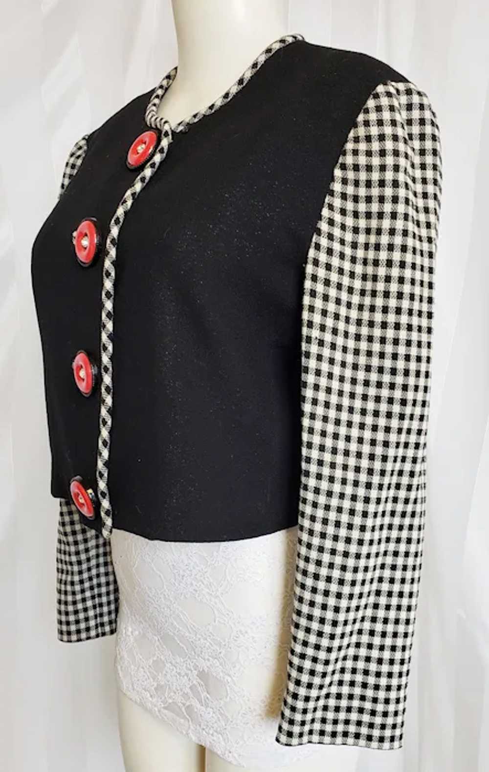 1940's Style 2-Tone Jacket, Black, White & Red - image 2