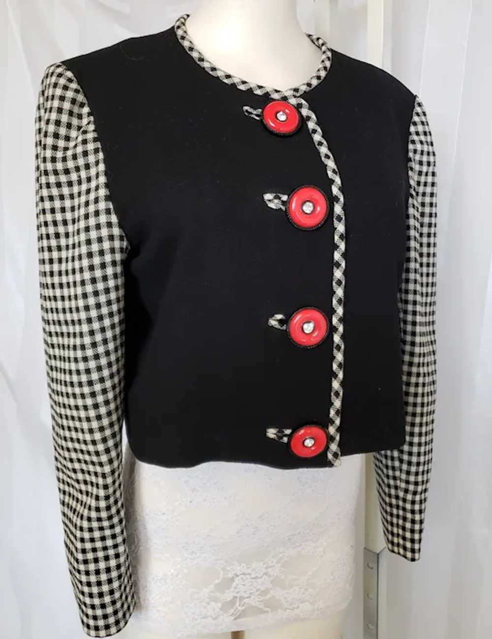 1940's Style 2-Tone Jacket, Black, White & Red - image 5