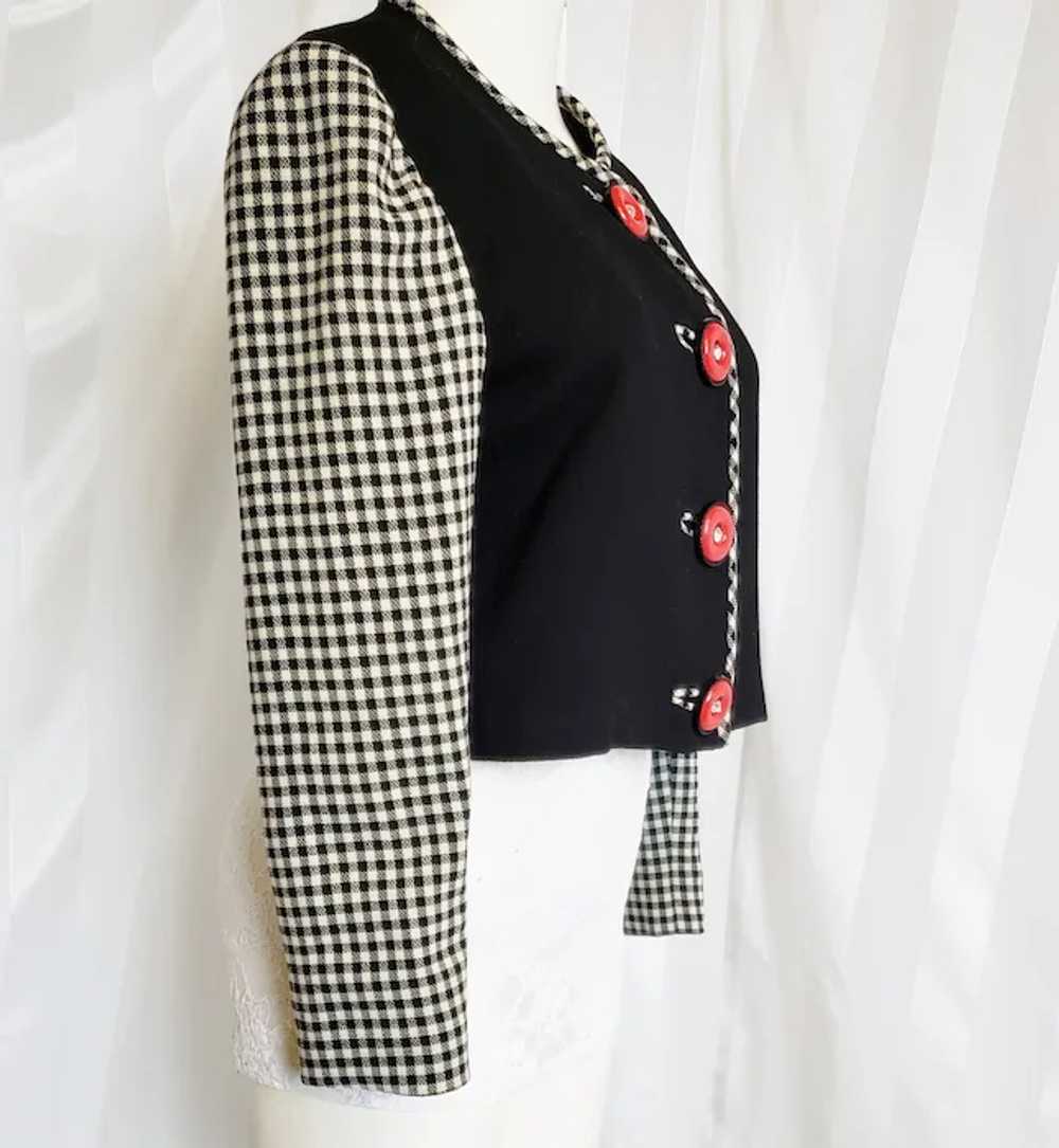 1940's Style 2-Tone Jacket, Black, White & Red - image 7