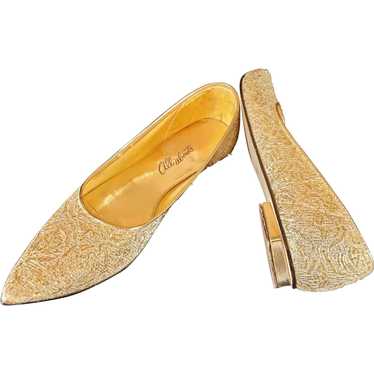 Gold Lamé Vintage Slip-Ons - image 1