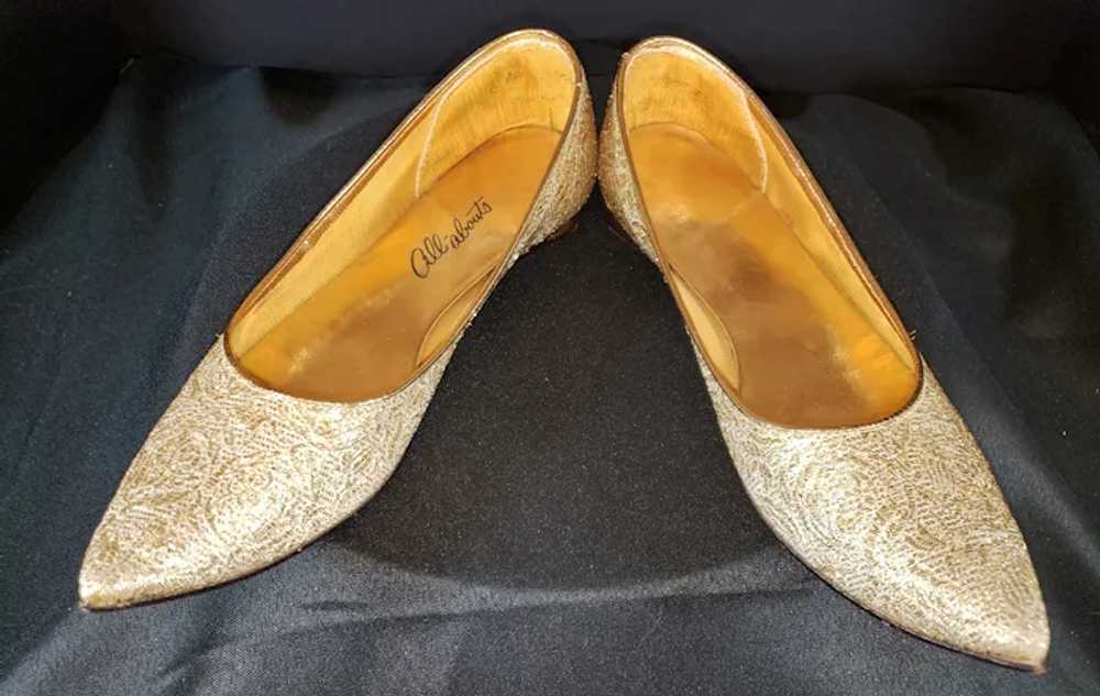 Gold Lamé Vintage Slip-Ons - image 2