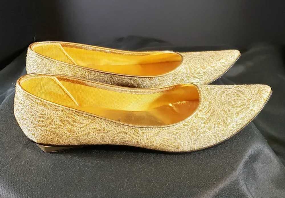 Gold Lamé Vintage Slip-Ons - image 8