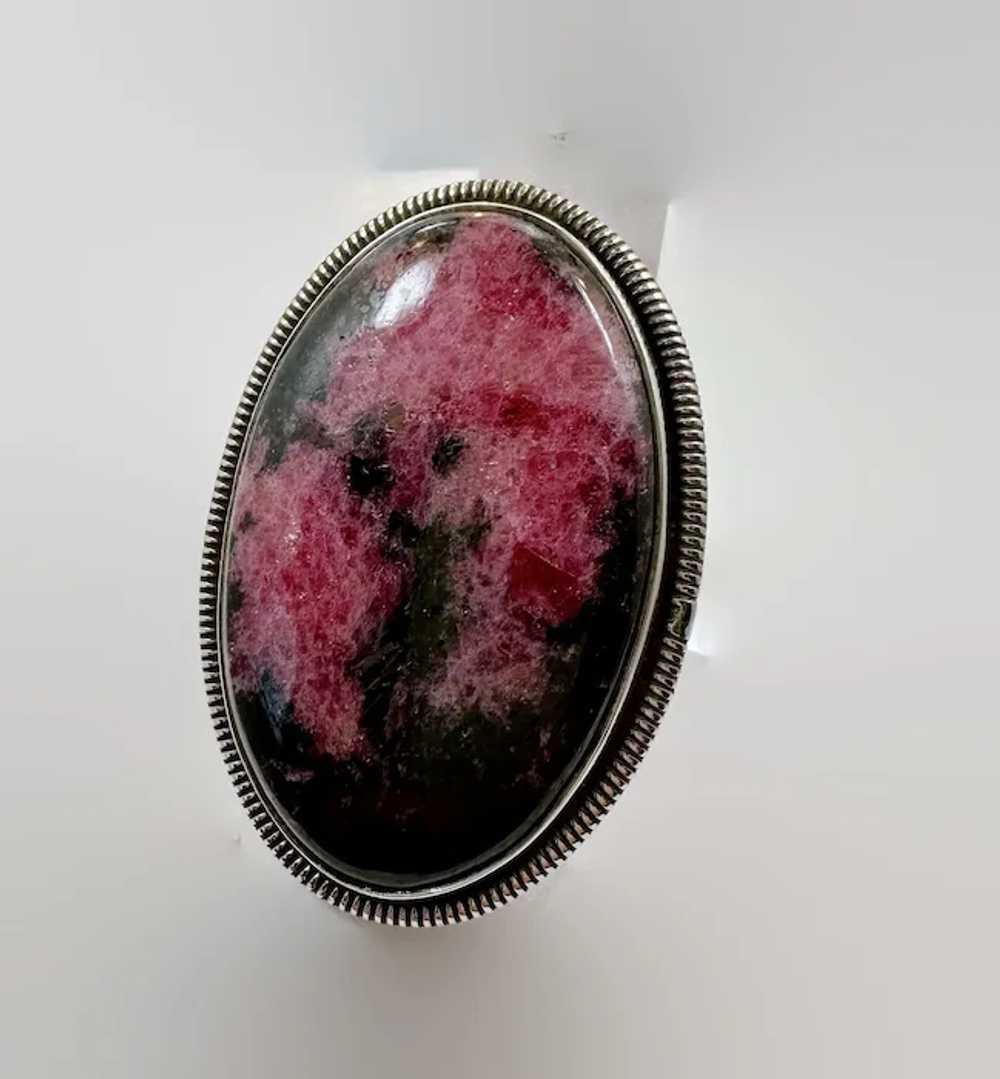 Rhodonite Ring, Sterling Silver, Pink Stone, Blac… - image 3