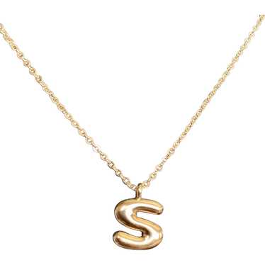 Gold Tone Initial S Necklace - image 1