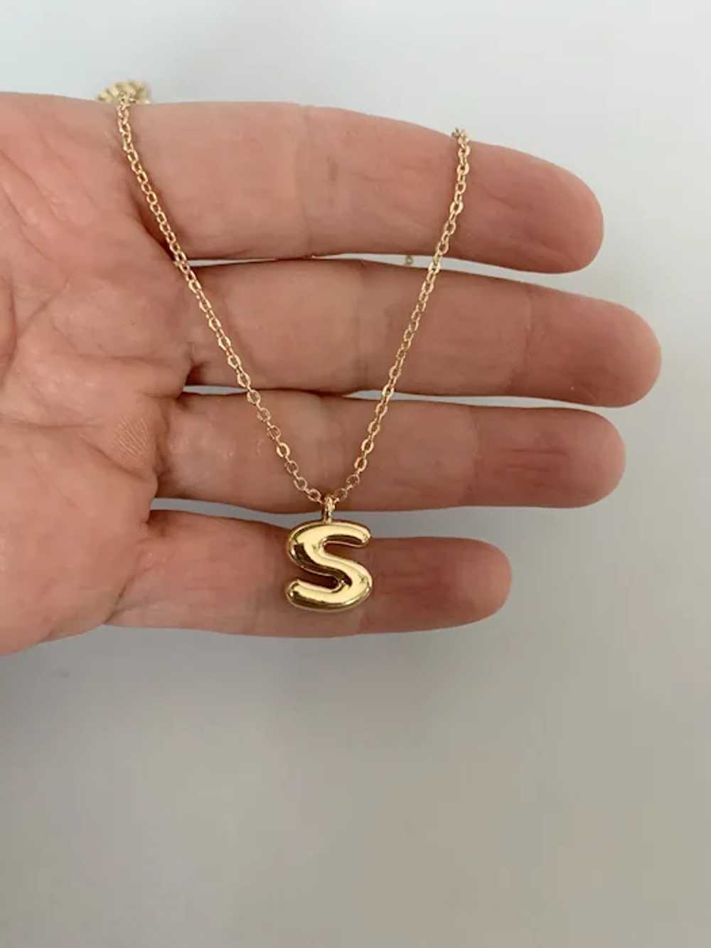 Gold Tone Initial S Necklace - image 3