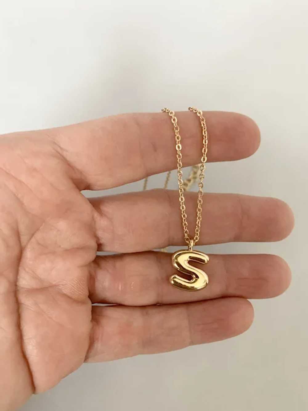 Gold Tone Initial S Necklace - image 5