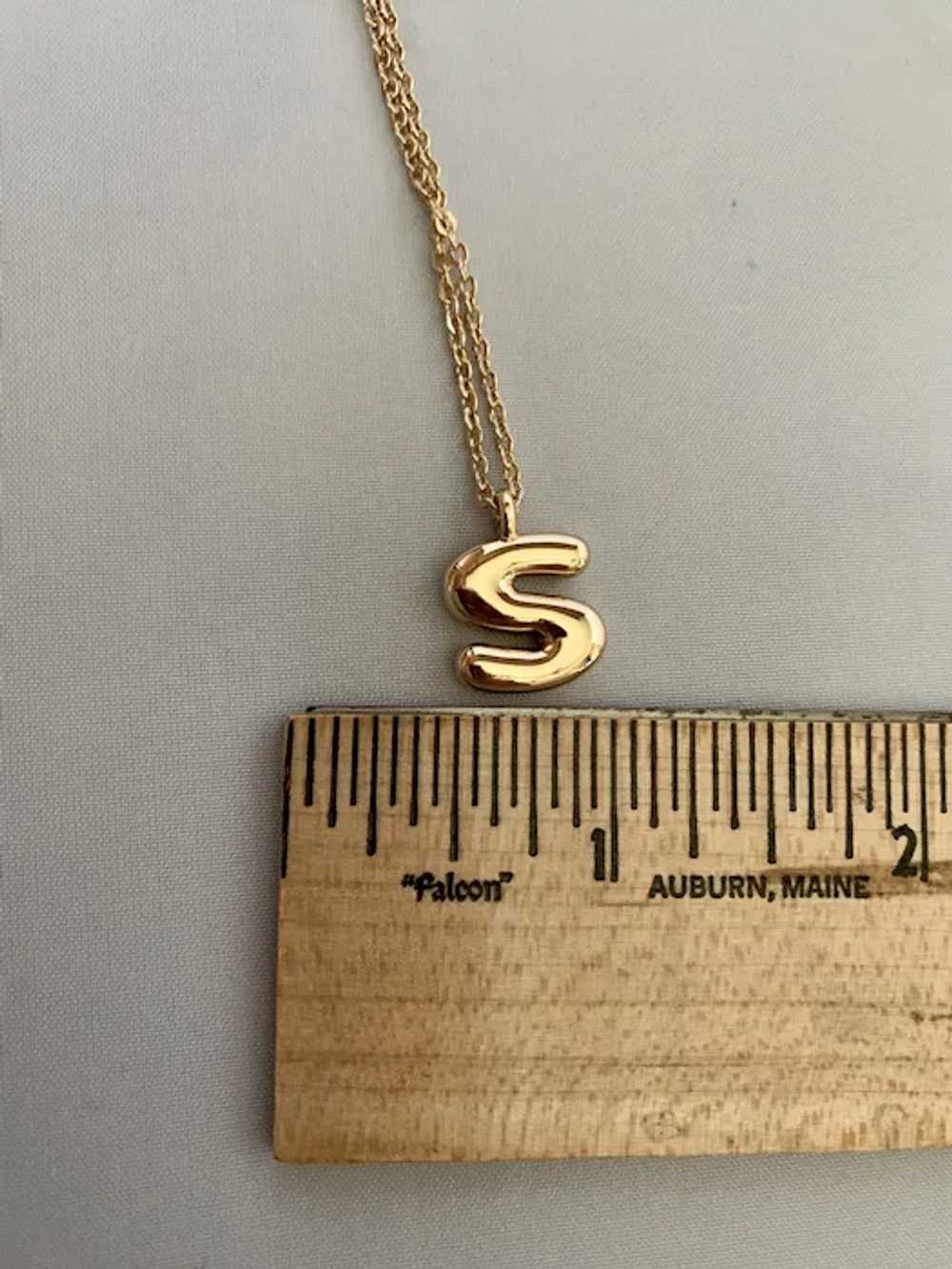 Gold Tone Initial S Necklace - image 7