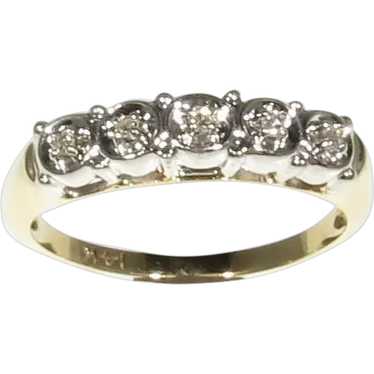 Vintage 14kt Two Tone Five Stone Diamond Band