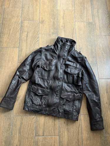 Vintage Superdry Japan Varsity Wool Leather Jacket Large 