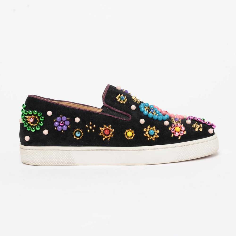 Christian Louboutin Black Suede Studded Boat Cand… - image 4