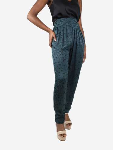 Chloe Green silk elasticated butterfly trousers - 