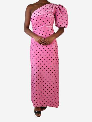 Vivetta Pink one-shoulder velvet polka dot dress -